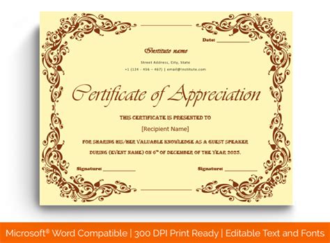 certificate of appreciation for speakers|Certificate of Appreciation Template (Guest Judges/Speakers).